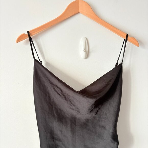 Aritzia Wilfred Sestina Ruched Satin Slip Dress Black Size XXS - Picture 3 of 6